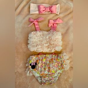 Baby Girl 2 piece Disney Bathing suit with headband